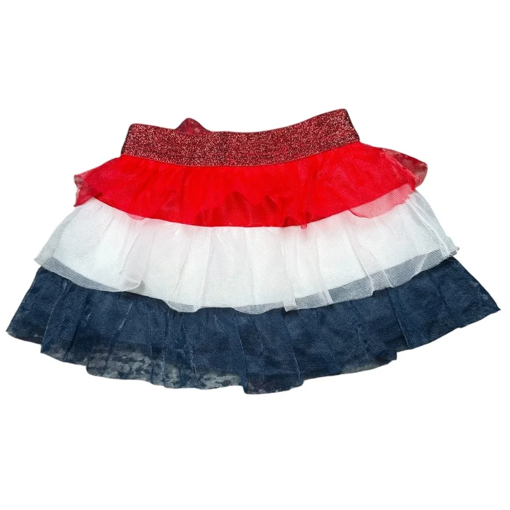 Baby Girl Outfit 3 Pc 12M Patriotic‎ Tutu Skort Polka Dot Top Red Leggings